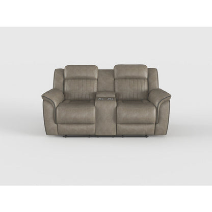 Centeroak Brownish Gray Double Reclining Loveseat with Center Console - 9479BRG-2 - Bien Home Furniture &amp; Electronics