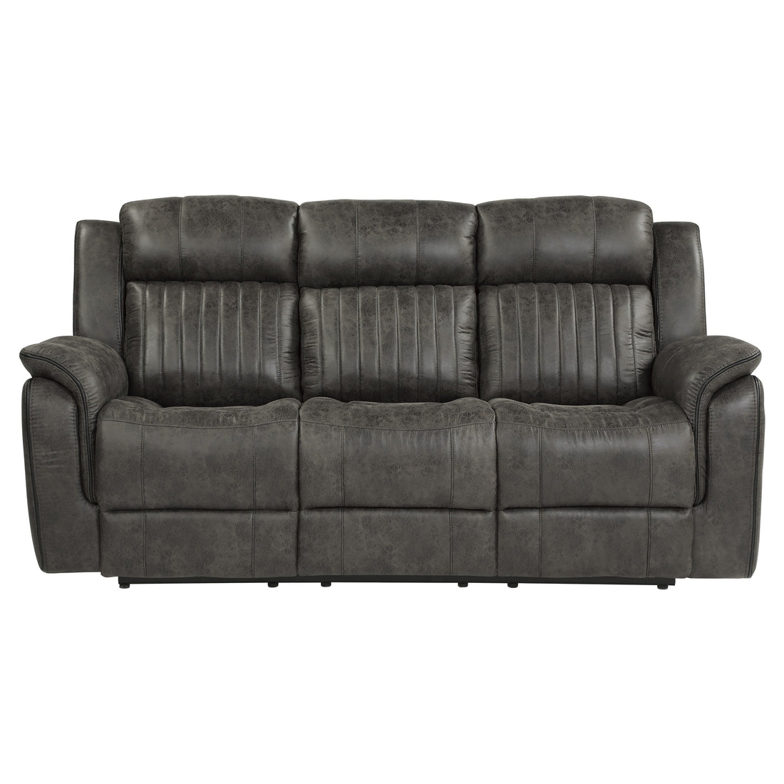 Centeroak Brownish Gray Double Reclining Sofa - 9479BRG-3 - Bien Home Furniture &amp; Electronics
