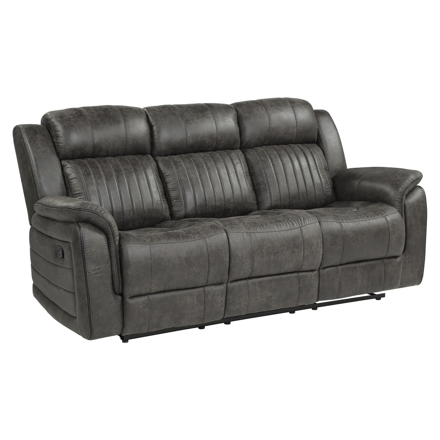 Centeroak Brownish Gray Double Reclining Sofa - 9479BRG-3 - Bien Home Furniture &amp; Electronics