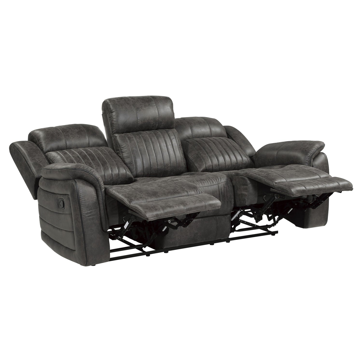 Centeroak Brownish Gray Double Reclining Sofa - 9479BRG-3 - Bien Home Furniture &amp; Electronics