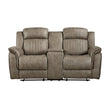 Centeroak Sandy Brown Double Reclining Loveseat with Center Console - 9479SDB-2 - Bien Home Furniture & Electronics