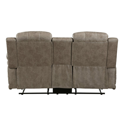 Centeroak Sandy Brown Double Reclining Loveseat with Center Console - 9479SDB-2 - Bien Home Furniture &amp; Electronics