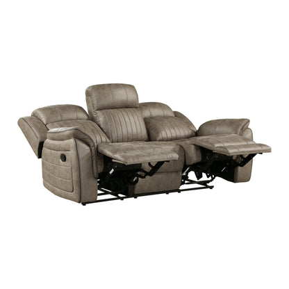 Centeroak Sandy Brown Double Reclining Sofa - 9479SDB-3 - Bien Home Furniture &amp; Electronics