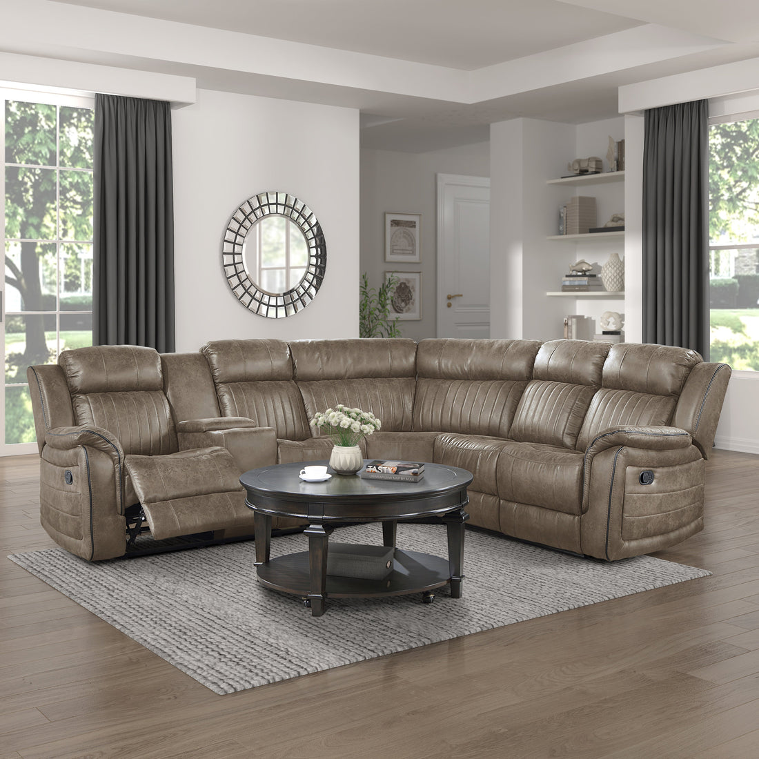 Centeroak Sandy Brown LAF Reclining Sectional - 9479SDB*SC - Bien Home Furniture &amp; Electronics