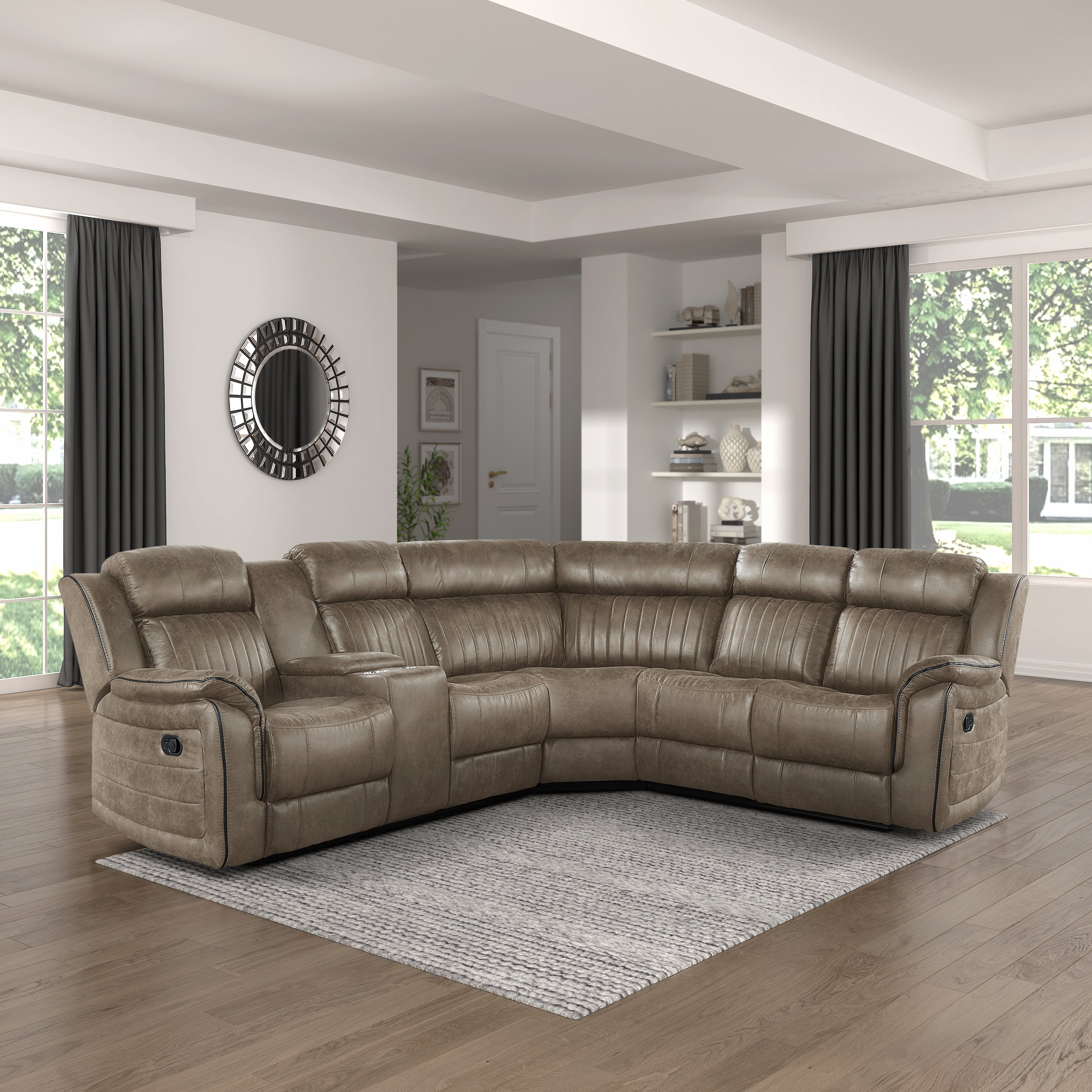 Centeroak Sandy Brown LAF Reclining Sectional - 9479SDB*SC - Bien Home Furniture &amp; Electronics