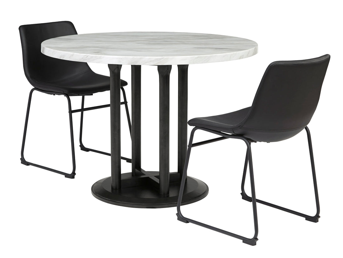 Centiar Black/Black 3-Piece Round Counter Height Set - SET | D372-23 | D372-624 - Bien Home Furniture &amp; Electronics