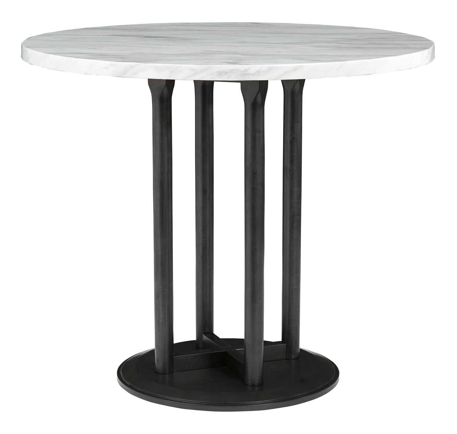 Centiar Black/Black 5-Piece Round Counter Height Set - SET | D372-23 | D372-624(2) - Bien Home Furniture &amp; Electronics