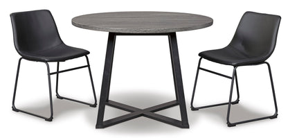 Centiar Gray/Black 3-Piece Round Dining Set - SET | D372-16 | D372-06 - Bien Home Furniture &amp; Electronics