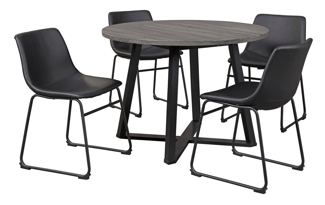 Centiar Gray/Black 5-Piece Round Dining Set - SET | D372-16 | D372-06(2) - Bien Home Furniture &amp; Electronics