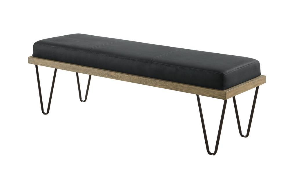 Chad Upholstered Bench with Hairpin Legs Dark Blue - 501837 - Bien Home Furniture &amp; Electronics