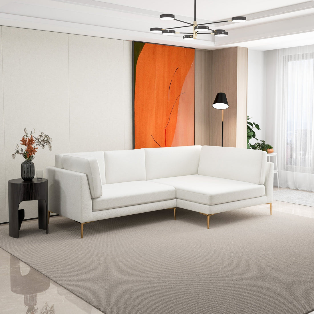 Chamberlain Beige Boucle RAF Sectional - MDM01807 - Bien Home Furniture & Electronics