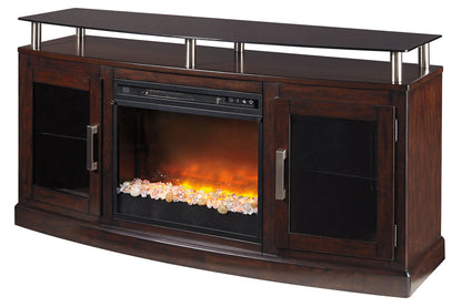 Chanceen Dark Brown 60&quot; TV Stand with Electric Fireplace - SET | W100-02 | W757-48 - Bien Home Furniture &amp; Electronics