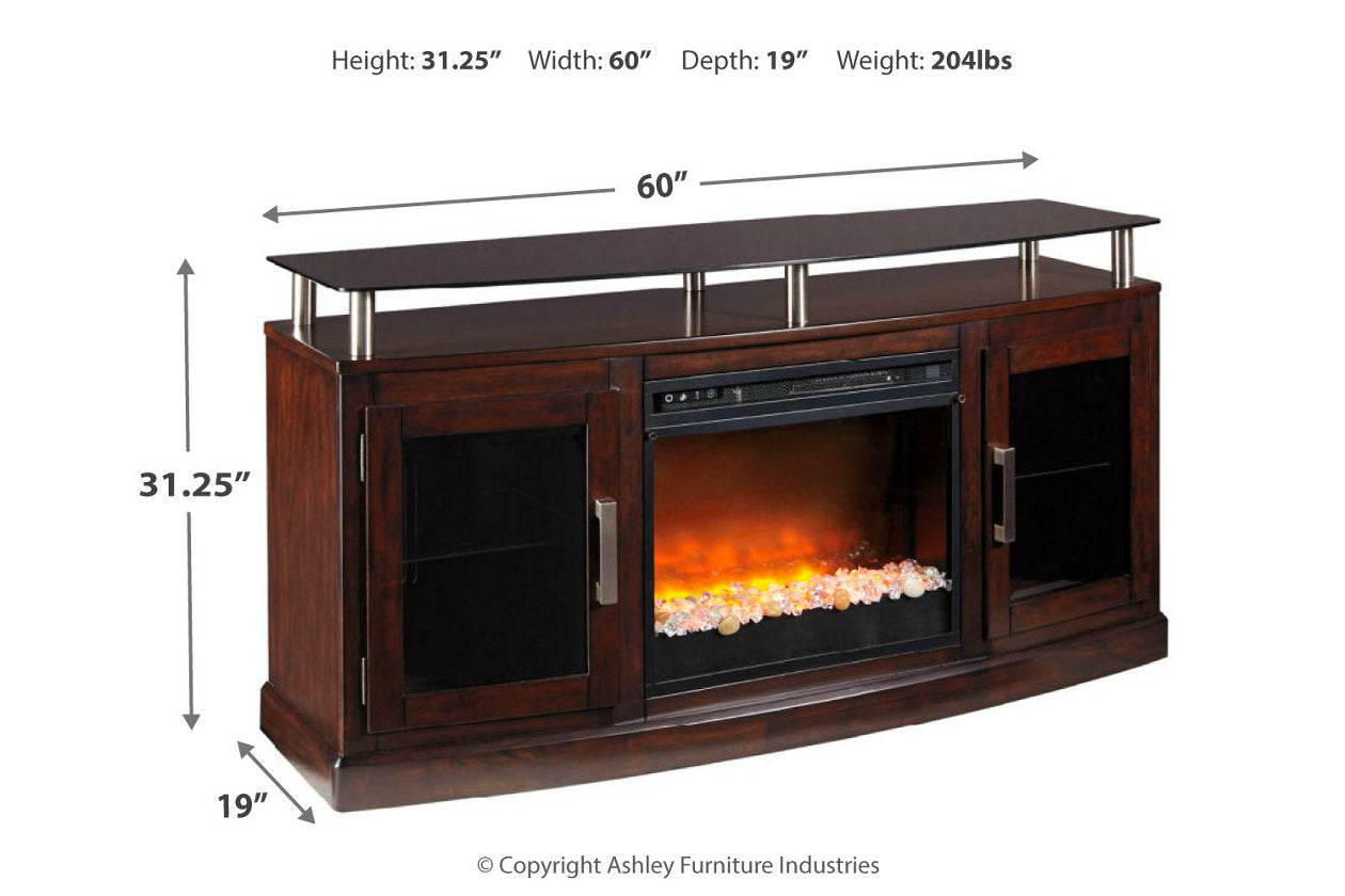 Chanceen Dark Brown 60&quot; TV Stand with Electric Fireplace - SET | W100-02 | W757-48 - Bien Home Furniture &amp; Electronics