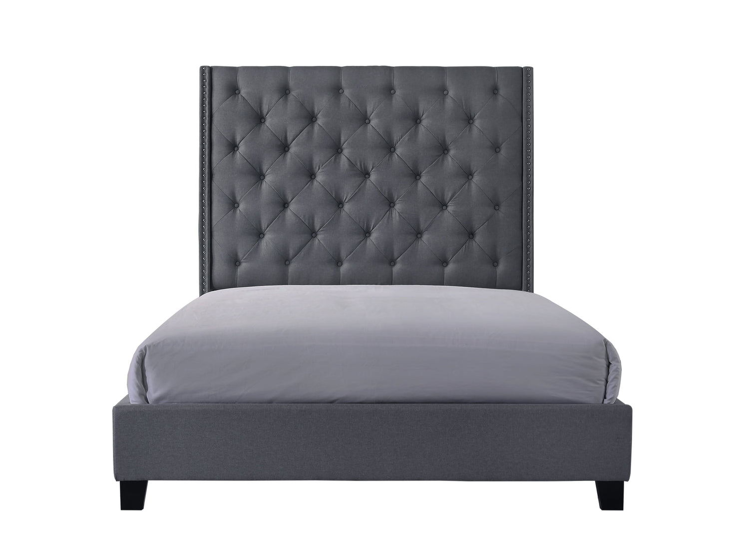 Chantilly Gray Queen Upholstered Bed - SET | 5265GY-Q-HB | 5265GY-Q-FRW - Bien Home Furniture &amp; Electronics