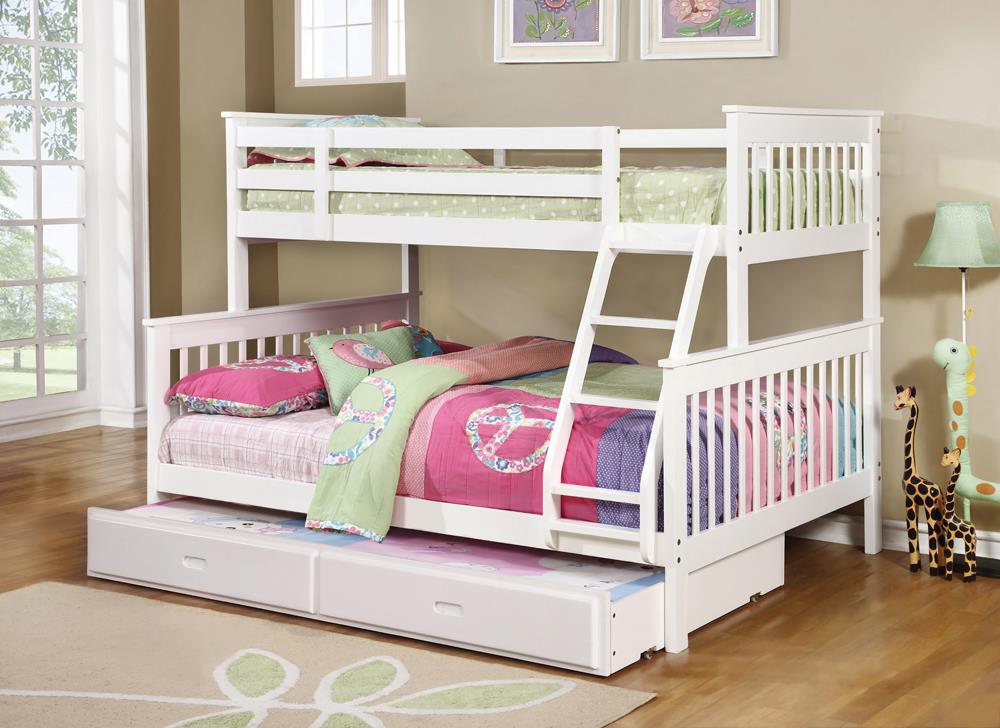 Chapman White Twin over Full Bunk Bed - 460260 - Bien Home Furniture &amp; Electronics