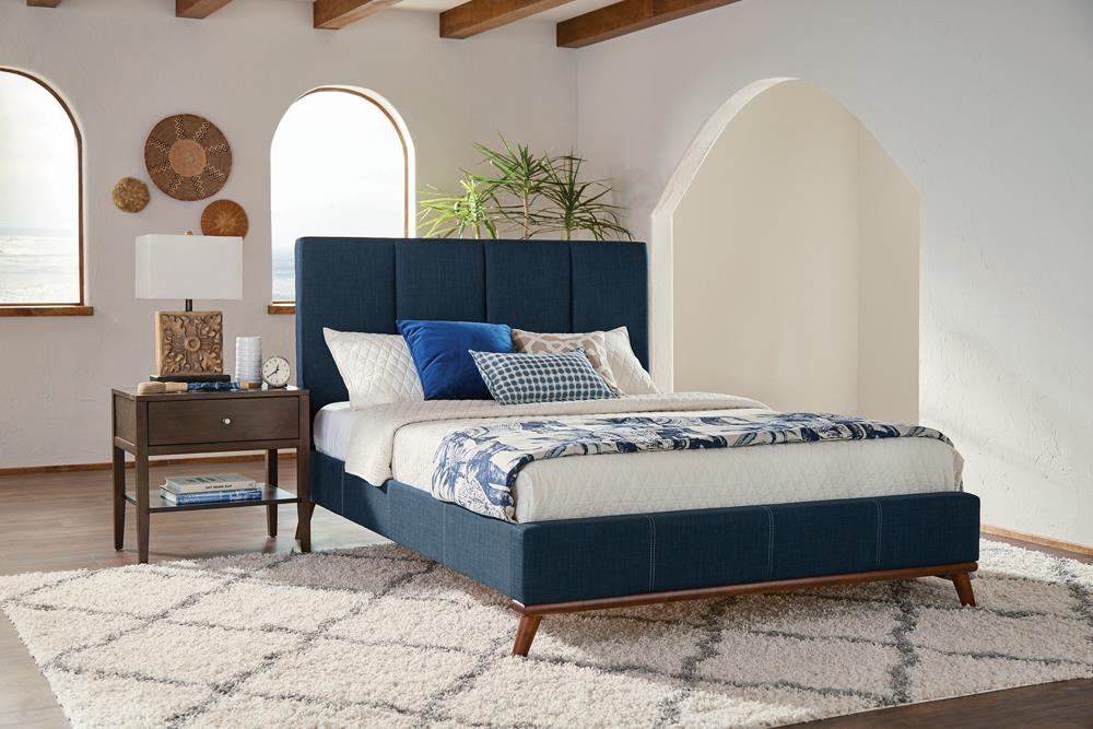 Charity Eastern King Upholstered Bed Blue - 300626KE - Bien Home Furniture &amp; Electronics