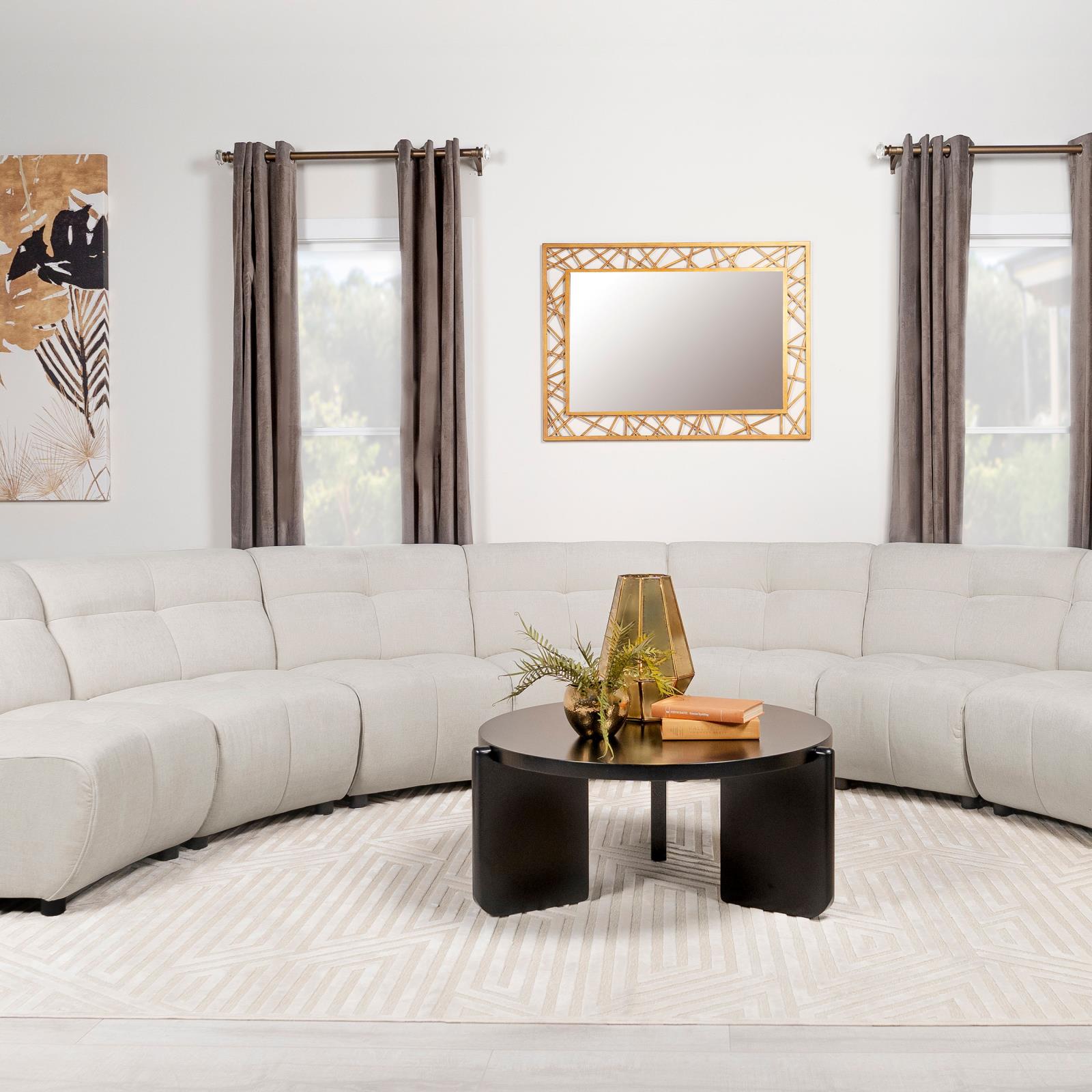 Charlotte 5-piece Upholstered Curved Modular Sectional Sofa Ivory - 551300-S5 - Bien Home Furniture &amp; Electronics