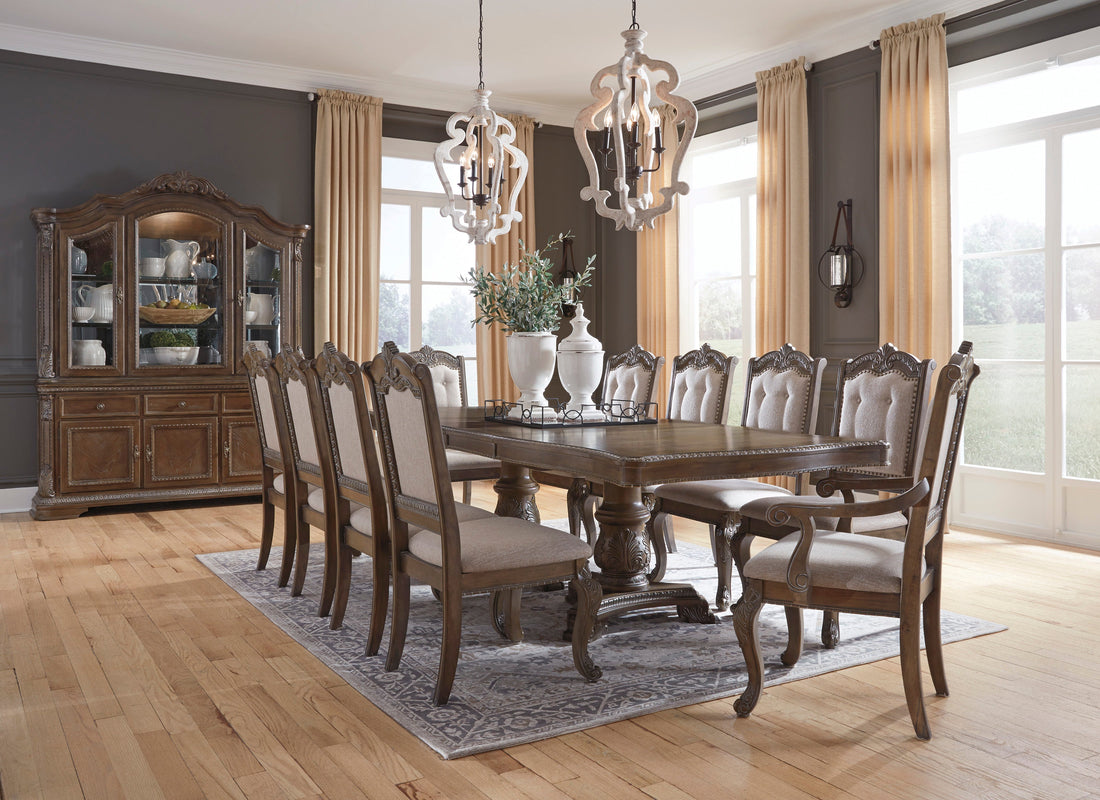 Charmond Brown Extendable Dining Set - SET | D803-55T | D803-55B | D803-01A | D803-01(4) - Bien Home Furniture &amp; Electronics