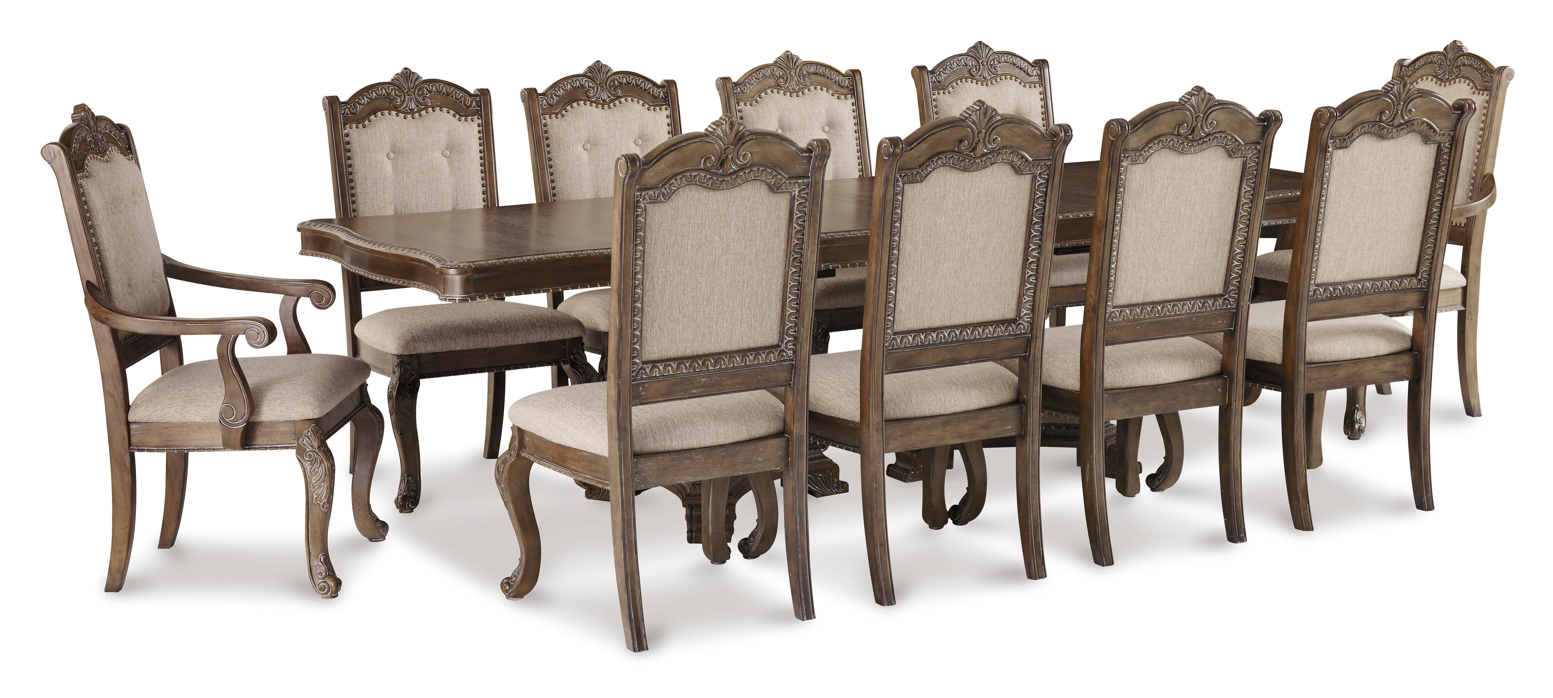 Charmond brown extendable dining sales room set