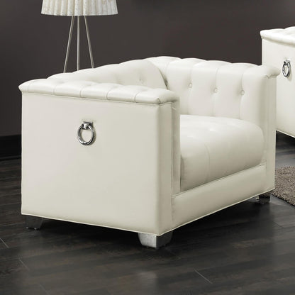 Chaviano Pearl White Tufted Upholstered Chair - 505393 - Bien Home Furniture &amp; Electronics