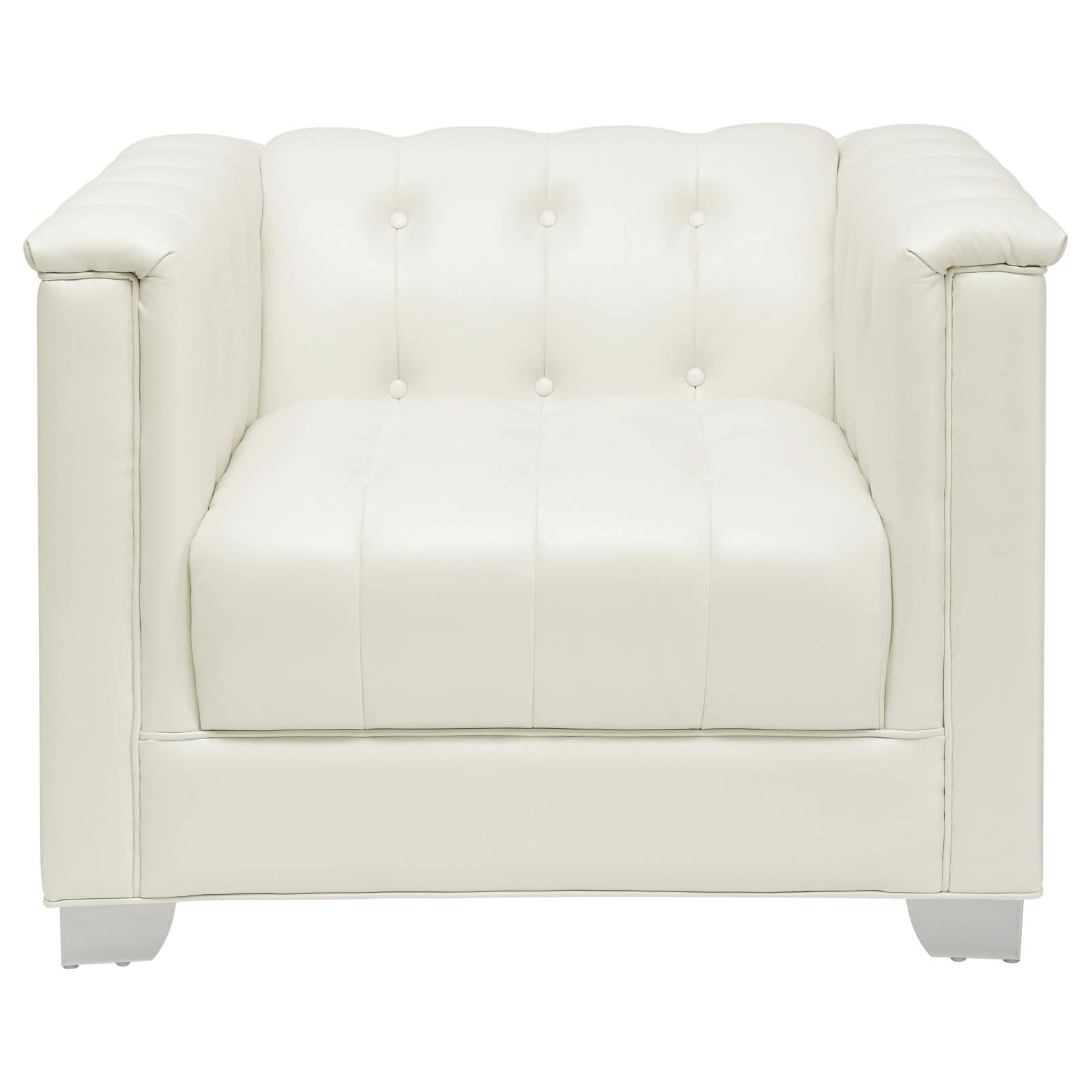 Chaviano Pearl White Tufted Upholstered Chair - 505393 - Bien Home Furniture &amp; Electronics