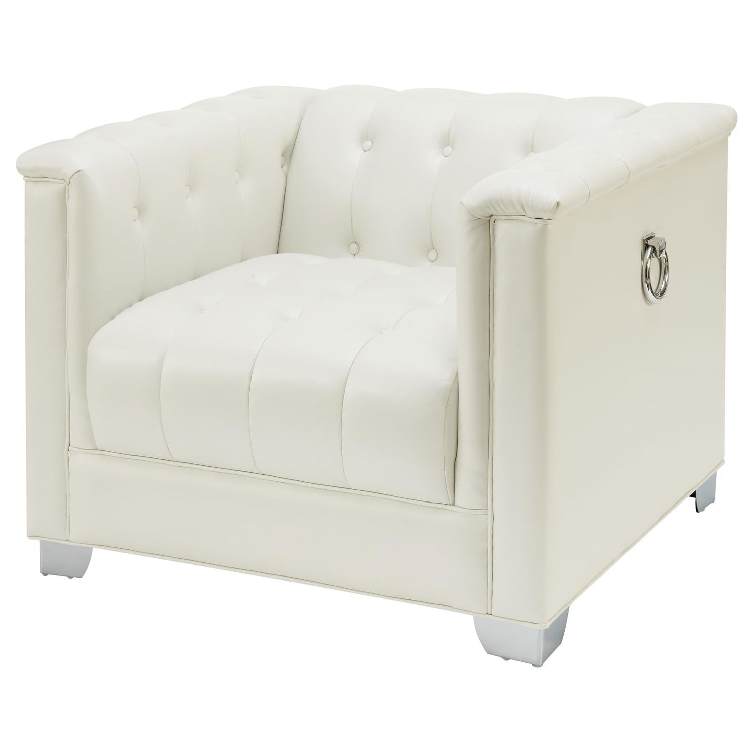 Chaviano Pearl White Tufted Upholstered Chair - 505393 - Bien Home Furniture &amp; Electronics