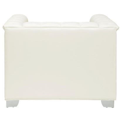 Chaviano Pearl White Tufted Upholstered Chair - 505393 - Bien Home Furniture &amp; Electronics