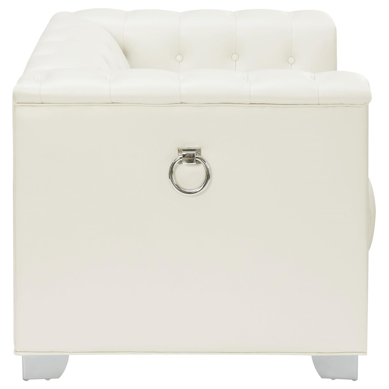 Chaviano Pearl White Tufted Upholstered Chair - 505393 - Bien Home Furniture &amp; Electronics