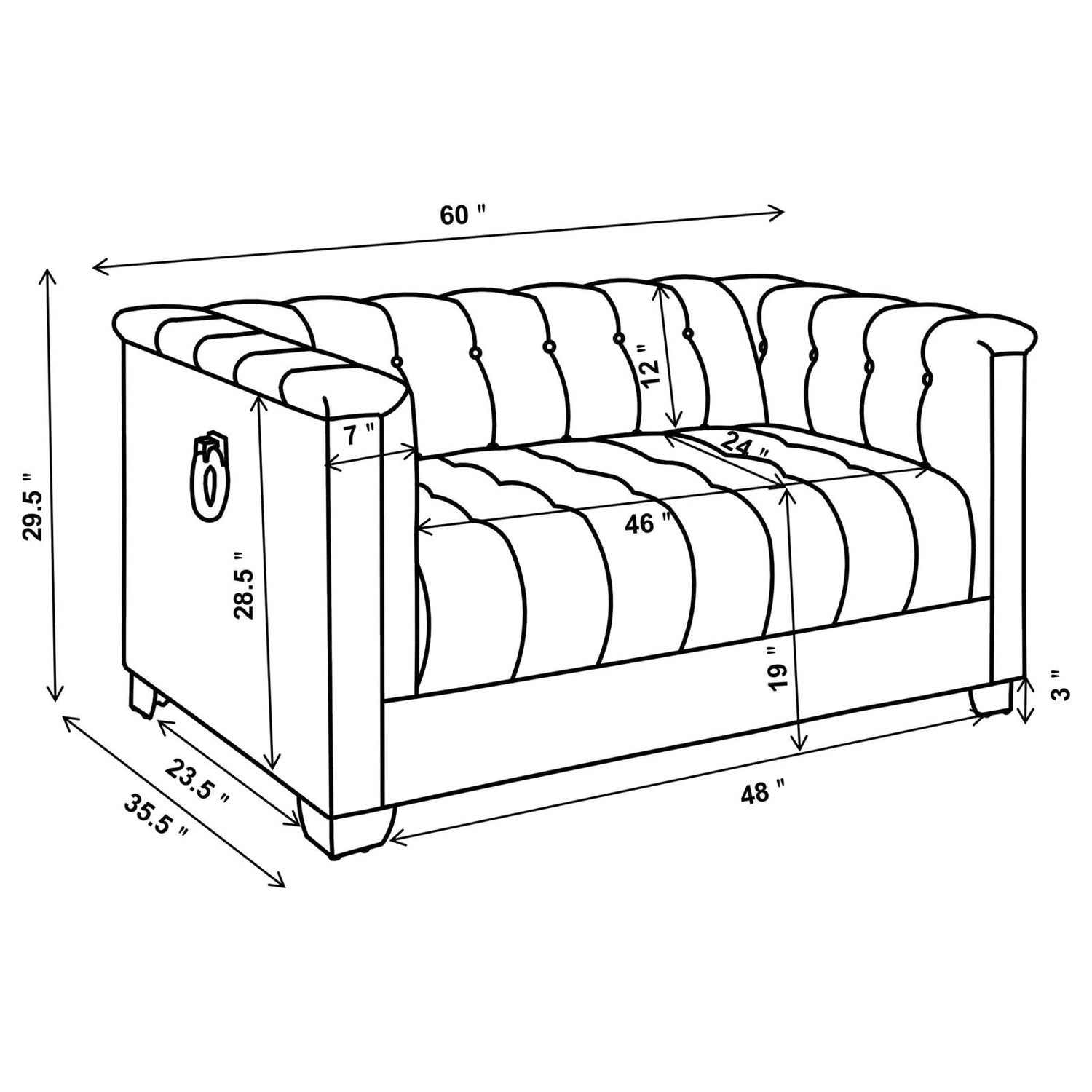 Chaviano Tufted Upholstered Loveseat Pearl White - 505392 - Bien Home Furniture &amp; Electronics