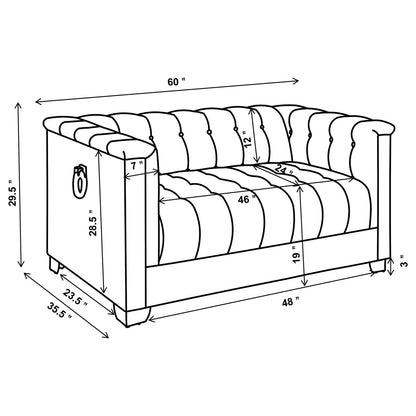 Chaviano Tufted Upholstered Loveseat Pearl White - 505392 - Bien Home Furniture &amp; Electronics