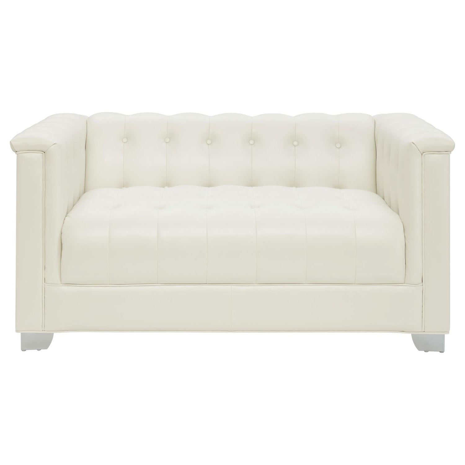 Chaviano Tufted Upholstered Loveseat Pearl White - 505392 - Bien Home Furniture &amp; Electronics