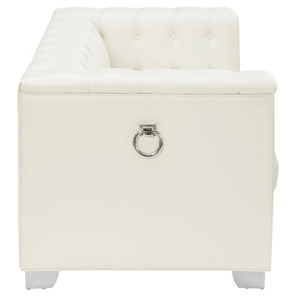 Chaviano Tufted Upholstered Loveseat Pearl White - 505392 - Bien Home Furniture &amp; Electronics