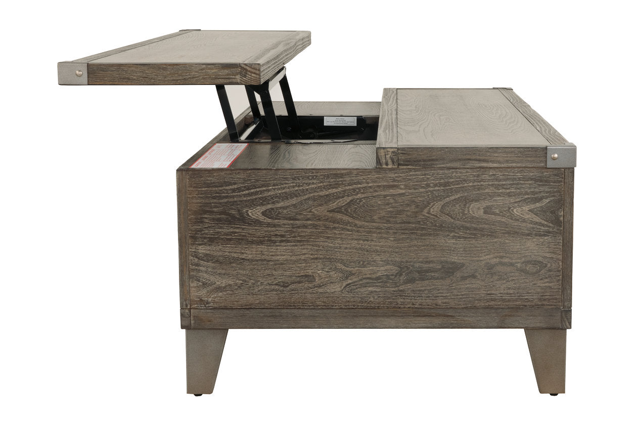 Chazney Rustic Brown Coffee Table with Lift Top - T904-9 - Bien Home Furniture &amp; Electronics