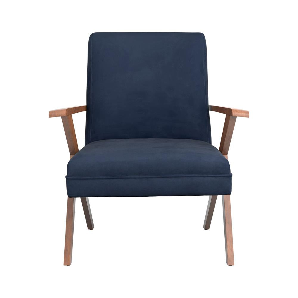 Cheryl Dark Blue/Walnut Wooden Arms Accent Chair - 905415 - Bien Home Furniture &amp; Electronics