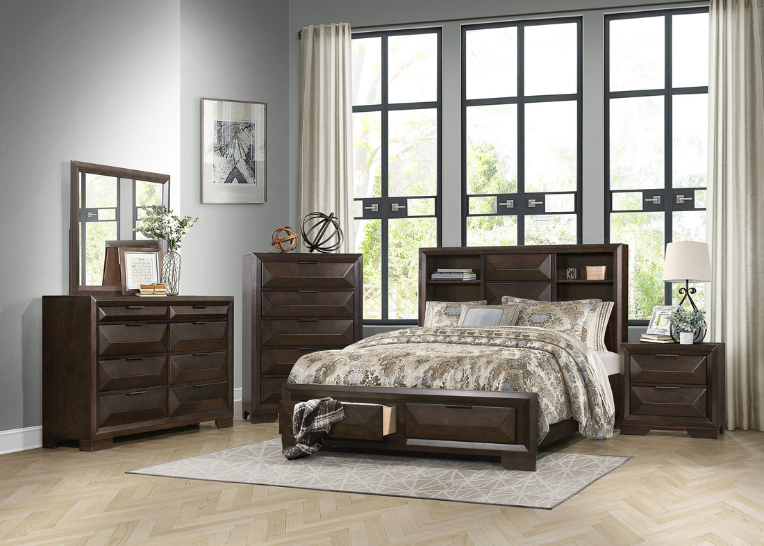 Chesky Bookcase Storage Platform Bedroom Set - SET | 1753K-1 | 1753K-DW | 1753-3 | 1753-4 | 1753-5 | 1753-6 - Bien Home Furniture &amp; Electronics