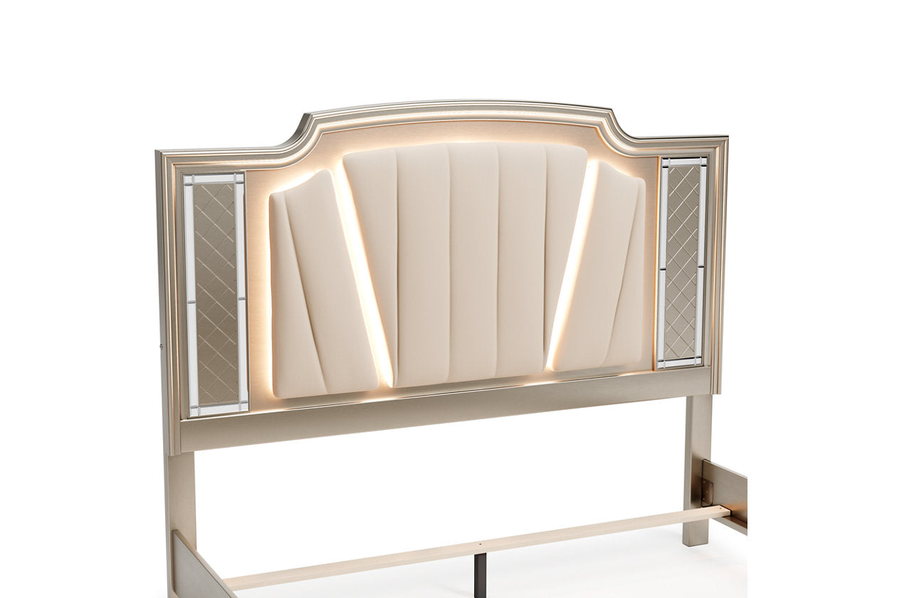Chevanna Platinum King Upholstered Panel Bed - SET | B744-56 | B744-58 | B744-97 - Bien Home Furniture &amp; Electronics