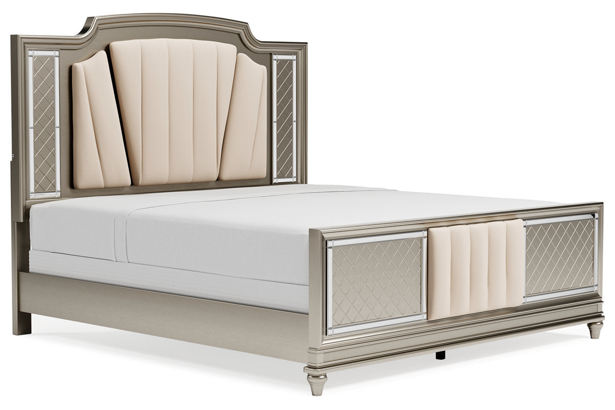 Chevanna Platinum King Upholstered Panel Bed - SET | B744-56 | B744-58 | B744-97 - Bien Home Furniture &amp; Electronics