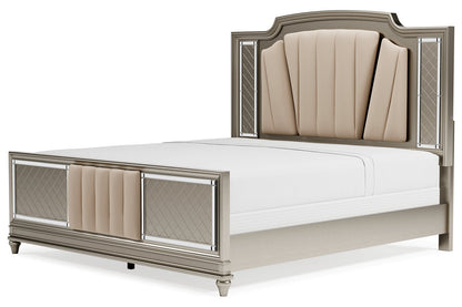 Chevanna Platinum King Upholstered Panel Bed - SET | B744-56 | B744-58 | B744-97 - Bien Home Furniture &amp; Electronics