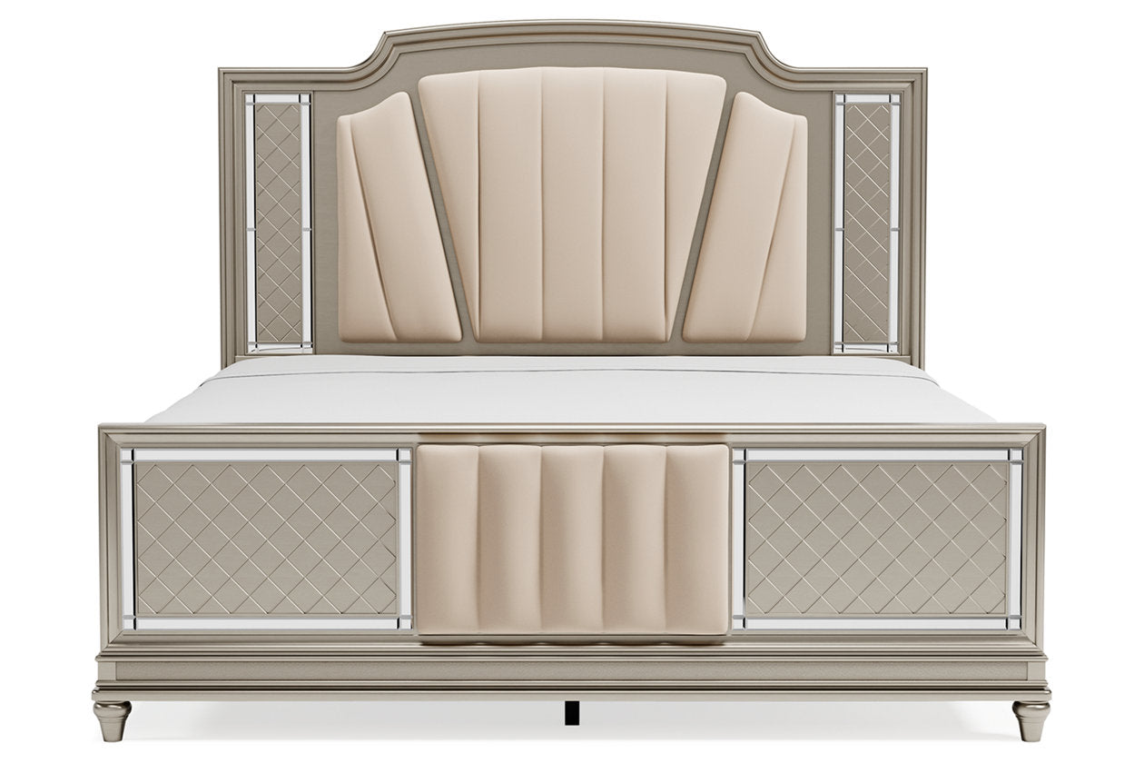 Chevanna Platinum King Upholstered Panel Bed - SET | B744-56 | B744-58 | B744-97 - Bien Home Furniture &amp; Electronics