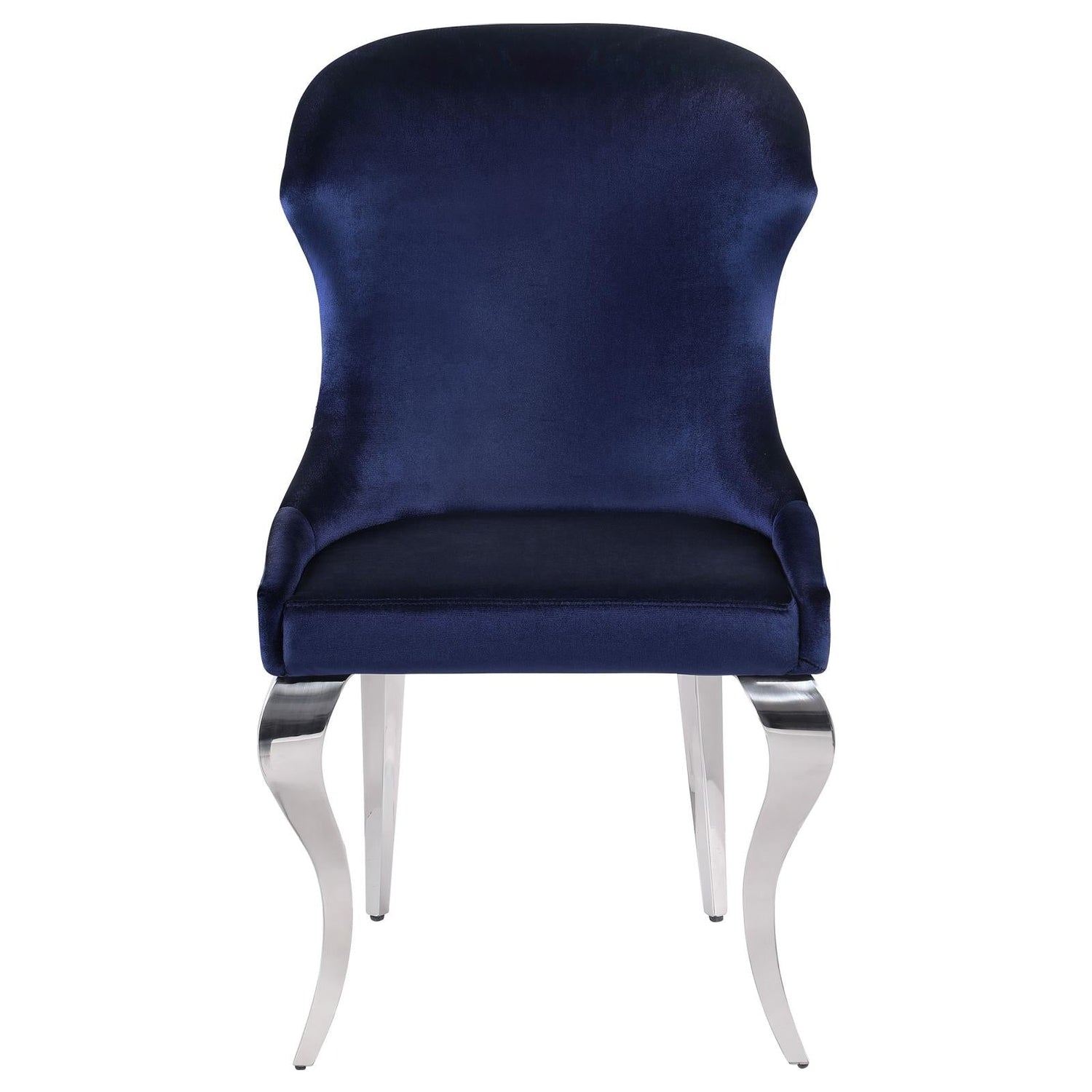 Cheyanne Upholstered Wingback Side Chair with Nailhead Trim Chrome and Ink Blue (Set of 2) - 190745 - Bien Home Furniture &amp; Electronics