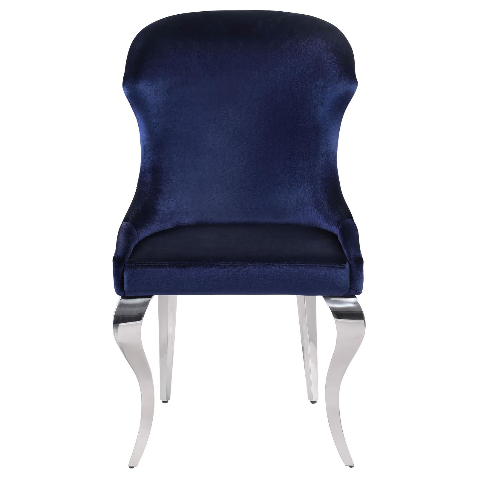 Cheyanne Upholstered Wingback Side Chair with Nailhead Trim Chrome and Ink Blue (Set of 2) - 190745 - Bien Home Furniture &amp; Electronics