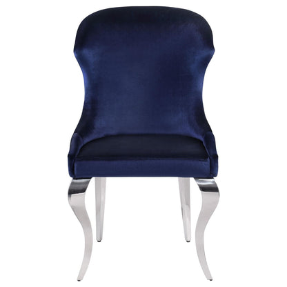 Cheyanne Upholstered Wingback Side Chair with Nailhead Trim Chrome and Ink Blue (Set of 2) - 190745 - Bien Home Furniture &amp; Electronics