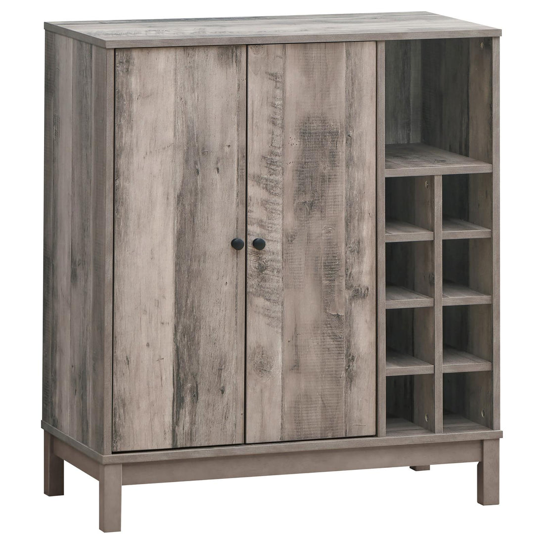 Cheyenne Weathered Acacia 2-Door Wine Cabinet with Stemware Rack - 183600 - Bien Home Furniture &amp; Electronics