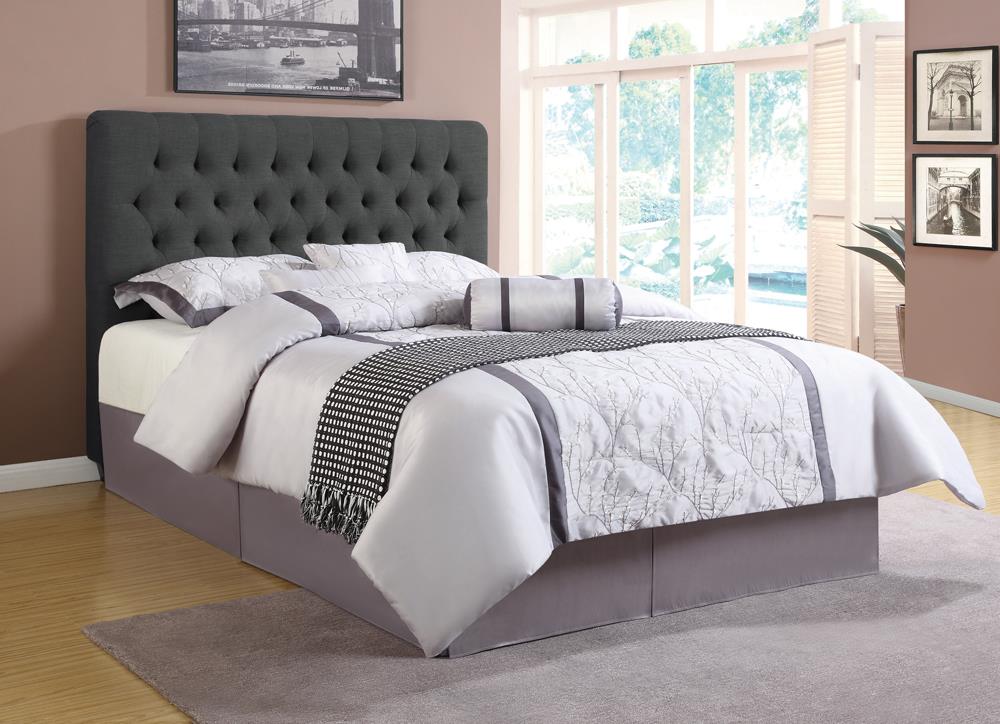 Chloe Tufted Upholstered Eastern King Bed Charcoal - 300529KE - Bien Home Furniture &amp; Electronics