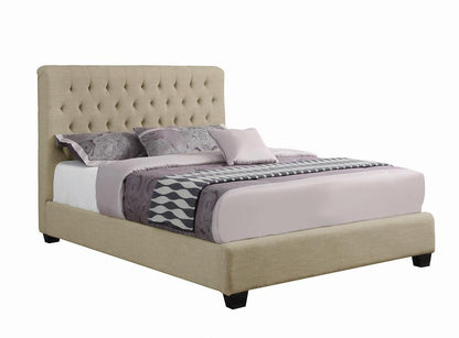 Chloe Tufted Upholstered Eastern King Bed Oatmeal - 300007KE - Bien Home Furniture &amp; Electronics