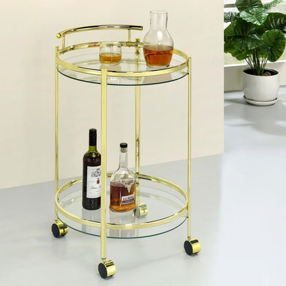 Chrissy Brass Round Glass Bar Cart - 181366 - Bien Home Furniture &amp; Electronics