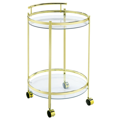 Chrissy Brass Round Glass Bar Cart - 181366 - Bien Home Furniture &amp; Electronics