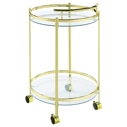 Chrissy Brass Round Glass Bar Cart - 181366 - Bien Home Furniture &amp; Electronics