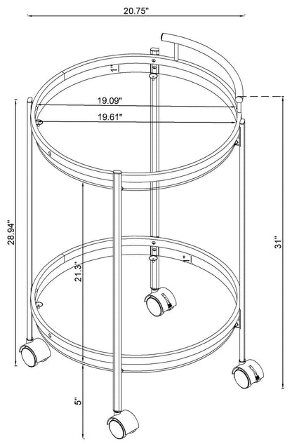 Chrissy Brass Round Glass Bar Cart - 181366 - Bien Home Furniture &amp; Electronics