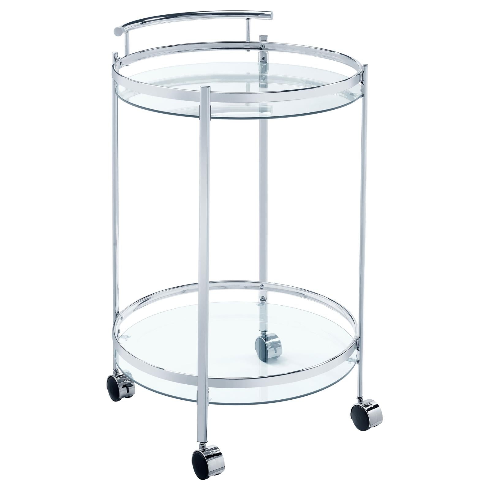 Chrissy Chrome Round Glass Bar Cart - 181367 - Bien Home Furniture &amp; Electronics